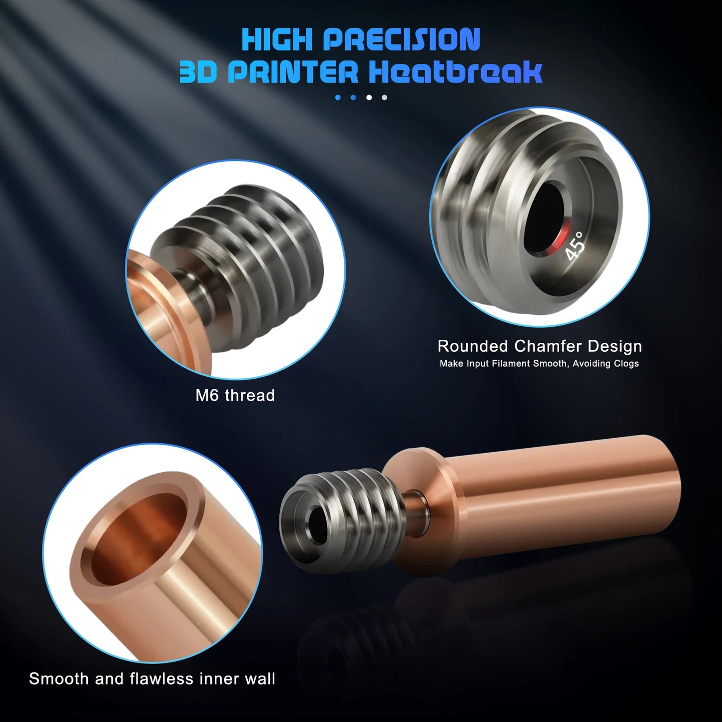 Bimetal Copper-Titanium Heatbreak Throat Upgrade for ANYCUBIC Kobra 2 Neo, Pro, Max & Plus Hotends