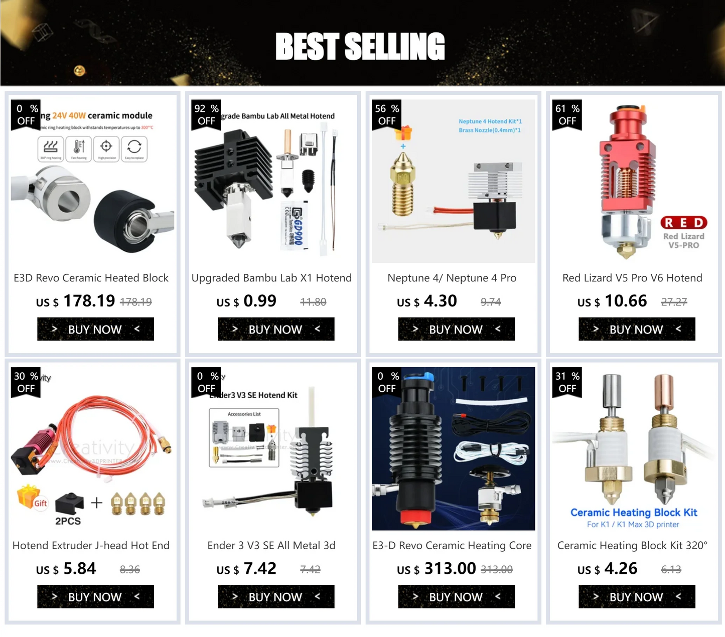 Ender 3 V3 SE All Metal 3d Printer Hot End Bimetal Heated Block Copper Nozzle Extruder Kit