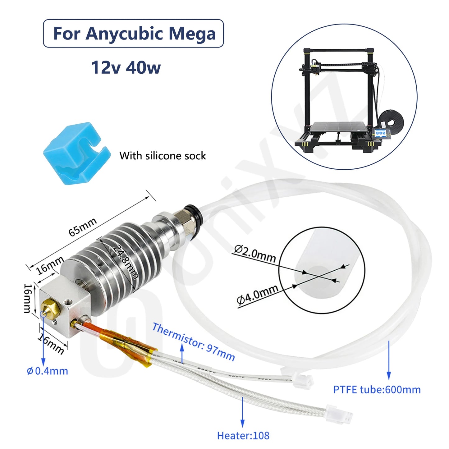 Upgraded Hotend Heated Block For Anycubic printers