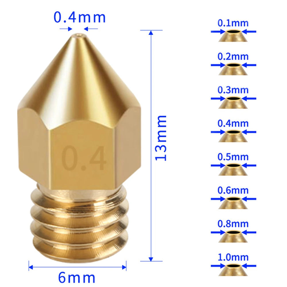 10/20 Pcs MK8 Brass Nozzle For Extruder Head Multiple Size Nozzles For 1.75MM CR10 CR10S Ender-3 3D