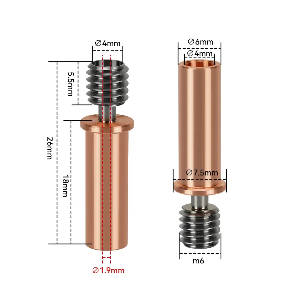 Bimetal Copper-Titanium Heatbreak Throat Upgrade for ANYCUBIC Kobra 2 Neo, Pro, Max & Plus Hotends