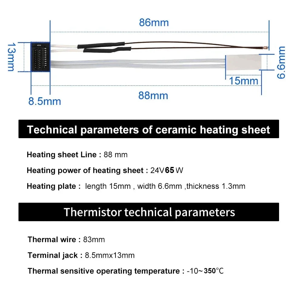 Bambulab P1s Thermistor Heater Temperature Sensor 350℃ for Bambu Hotend