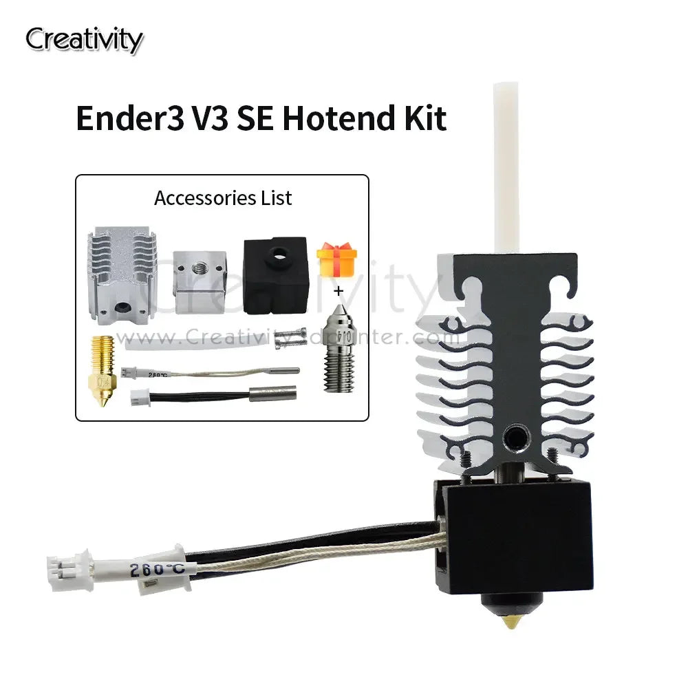 Ender 3 V3 SE All Metal 3d Printer Hot End Bimetal Heated Block Copper Nozzle Extruder Kit
