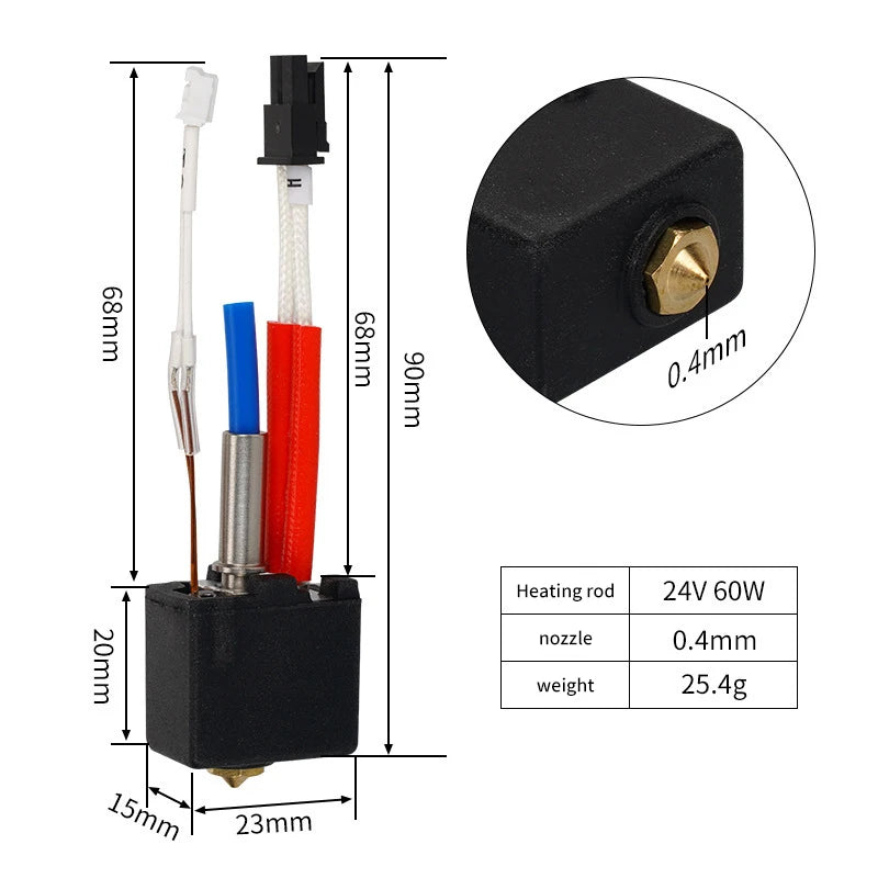 24V 60W Hotend Kit for ANYCUBIC Kobra 2 Series: Neo, Pro, Plus, Max