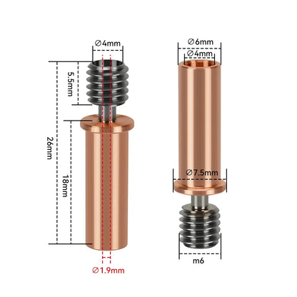 Bimetal Copper-Titanium Heatbreak Throat Upgrade for ANYCUBIC Kobra 2 Neo, Pro, Max & Plus Hotends